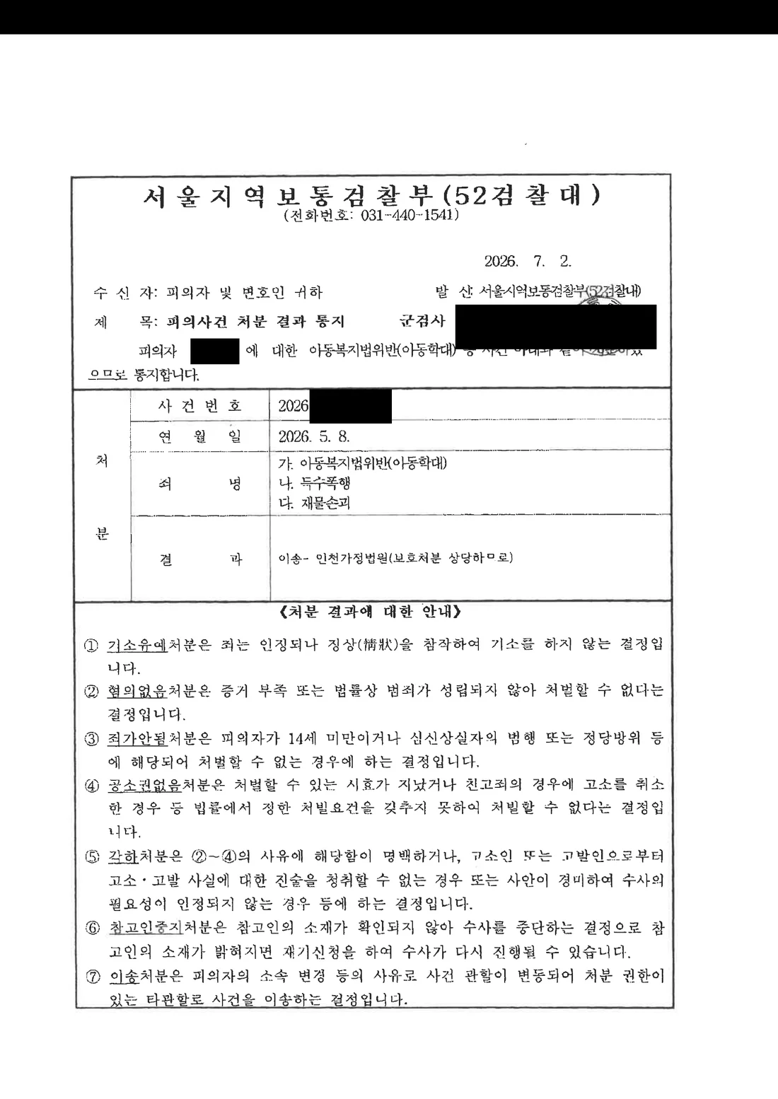 장교(소령) 특수폭행, 아동복지법위반, 재물손괴 구속영장 기각 처분 문서